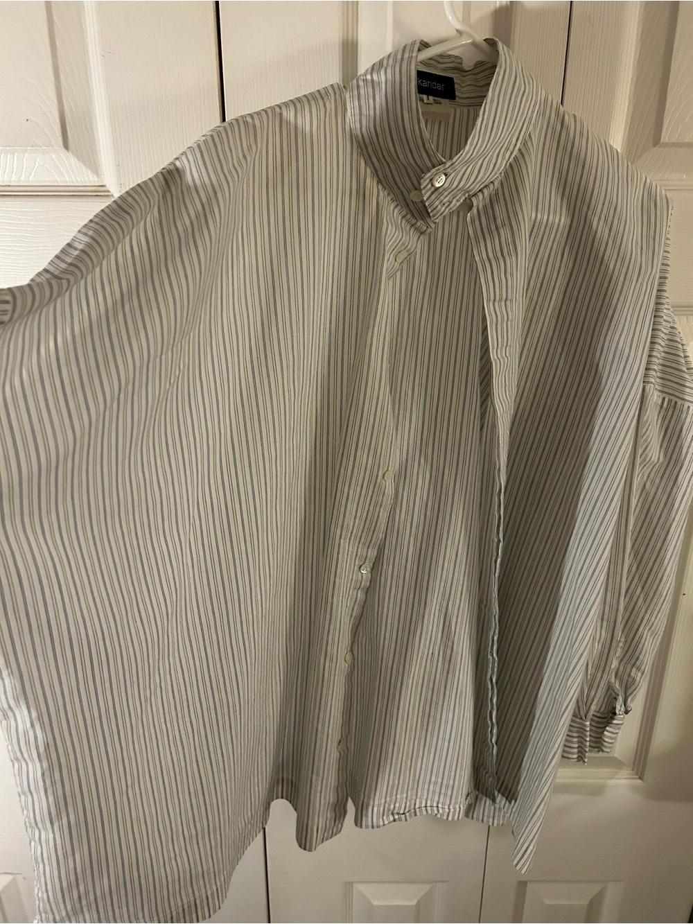 eskandar Women's Striped Button-Down Shirt - White & Light Blue